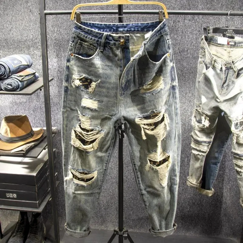 2024 Summer New Male Vintage Denim Pants Plus Size Loose Beggar's Hole Streetwear Men Clothes Autumn Trousers Pantalones Hombre
2024 Summer New Male Vintage Denim Pants Plus Size Loose Beggar's Hole Streetwear Men Clothes Autumn Trousers Pantalones Hombre