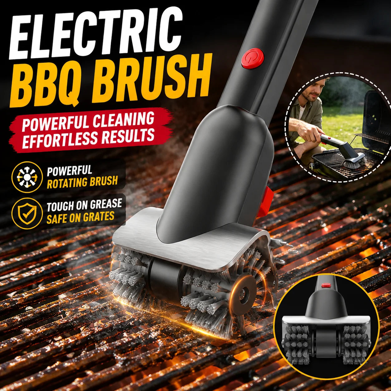 Electric Rotating Grill Brush Stainless Steel Wire Head BBQ Grate Cleaner Remove Burnt Residue Portable Barbecue Cleaner
Electric Rotating Grill Brush Stainless Steel Wire Head BBQ Grate Cleaner Remove Burnt Residue Portable Barbecue Cleaner