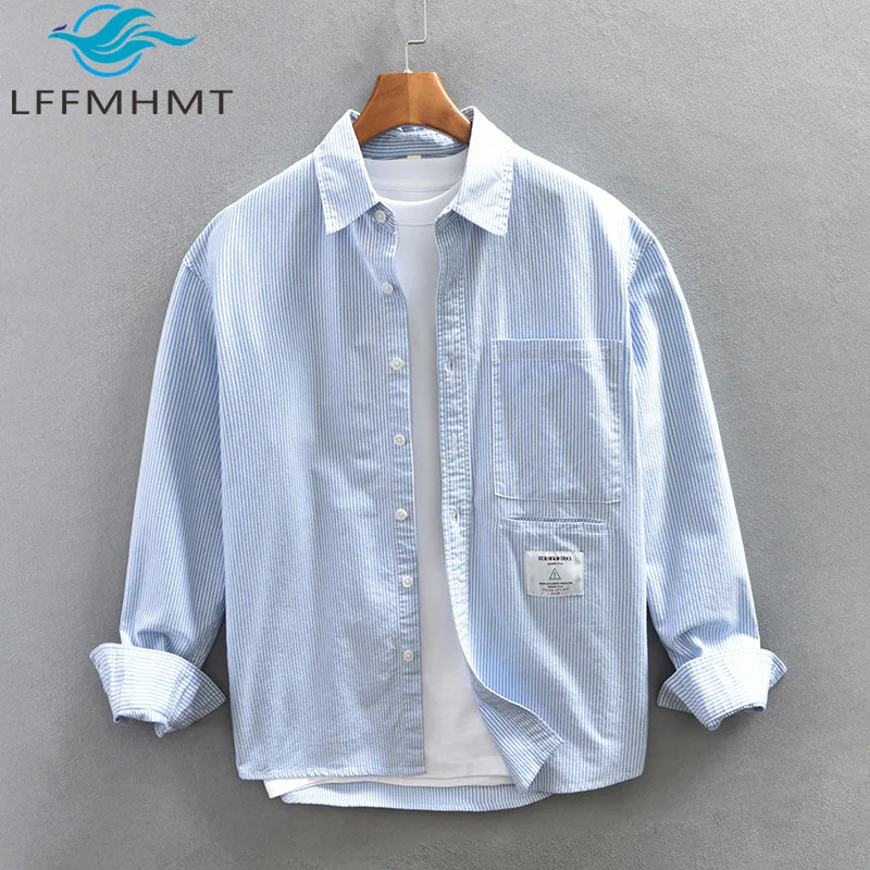 Z209 Men's Japanese Casual Long Sleeve Shirt 100% Cotton Comfortable Breathable Daily Outfit Classical Striped Basic Tops Male
Z209 Men's Japanese Casual Long Sleeve Shirt 100% Cotton Comfortable Breathable Daily Outfit Classical Striped Basic Tops Male