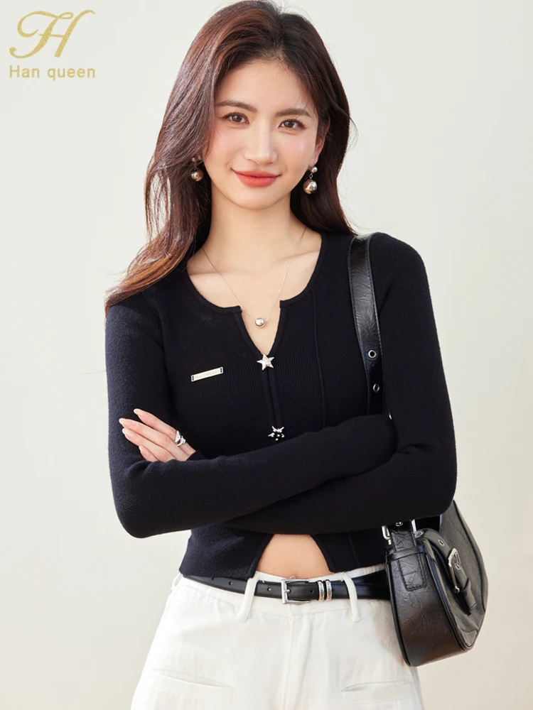 H Han Queen Autumn Korean Fashion Chic Base Layer Pullover Women Sweaters Long Sleeve Elegant Vintage knitwear Work Casual Tops
H Han Queen Autumn Korean Fashion Chic Base Layer Pullover Women Sweaters Long Sleeve Elegant Vintage knitwear Work Casual Tops