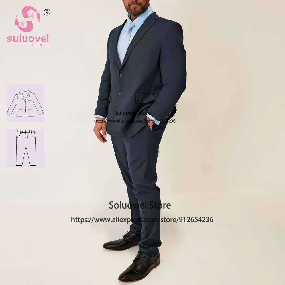Fashion Navy Blue Suits For Men Elegant 2 Piece Jacket Pants Set Formal Groom Wedding Prom Notch Lapel Tuxedos Vestidos De Novia
Fashion Navy Blue Suits For Men Elegant 2 Piece Jacket Pants Set Formal Groom Wedding Prom Notch Lapel Tuxedos Vestidos De Novia