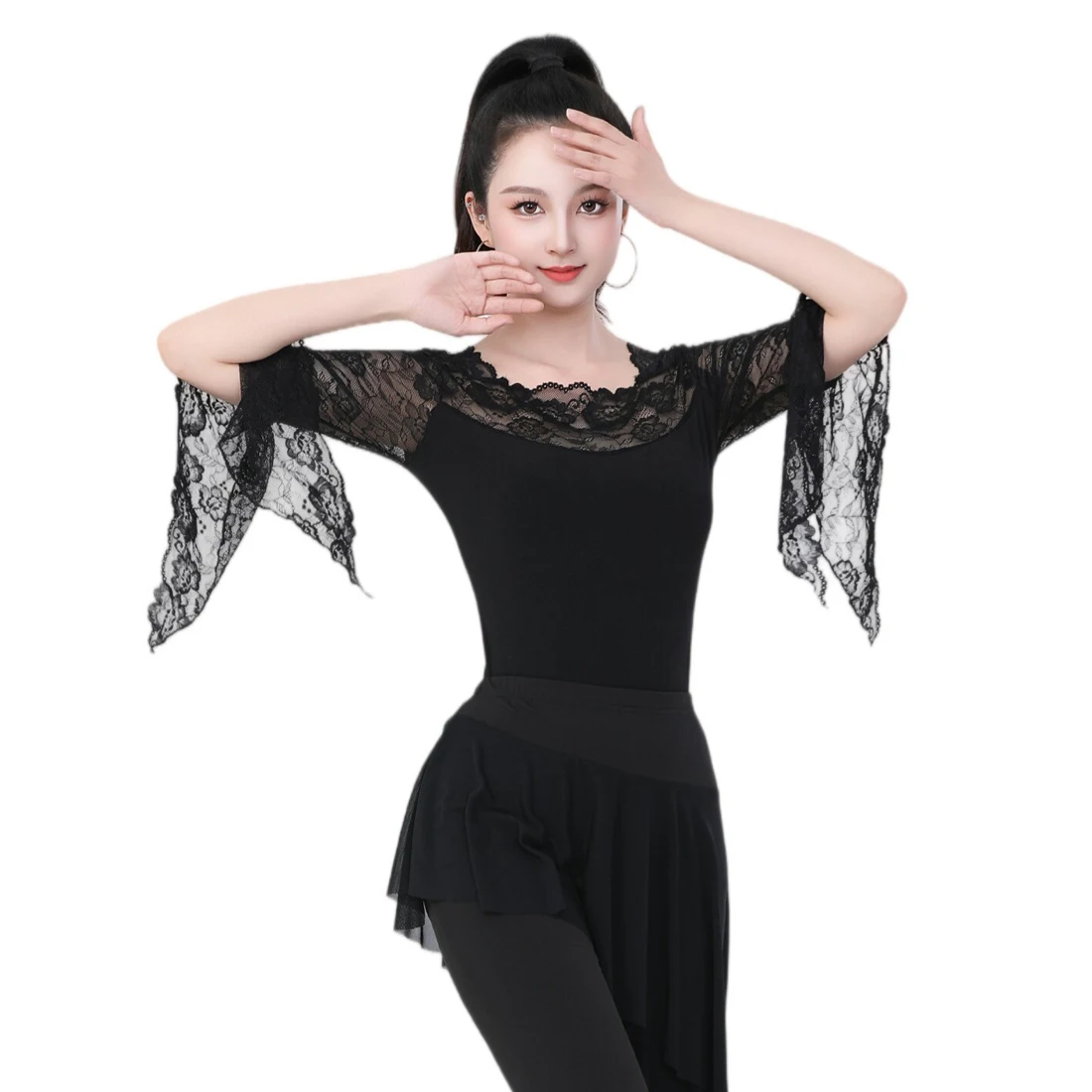 Square Dance New Style One-piece Collar Lace Flying Sleeves Jumpsuit Latin dance practice uniform For Women's Performance
Square Dance New Style One-piece Collar Lace Flying Sleeves Jumpsuit Latin dance practice uniform For Women's Performance