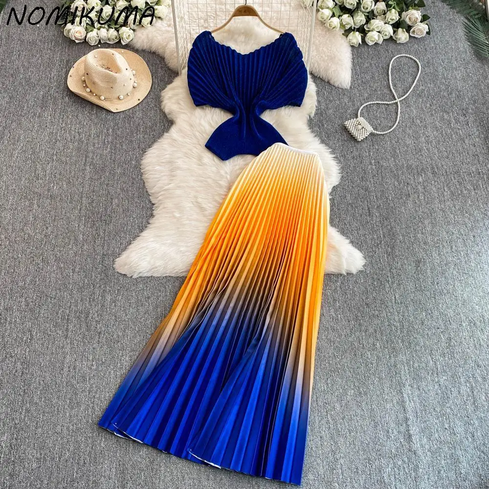 Nomikuma Retro Niche Fashion Suit Skirt for Women Summer Irregular Pleated Short Sleeved Top + Gradient Color Skirt
Nomikuma Retro Niche Fashion Suit Skirt for Women Summer Irregular Pleated Short Sleeved Top + Gradient Color Skirt
