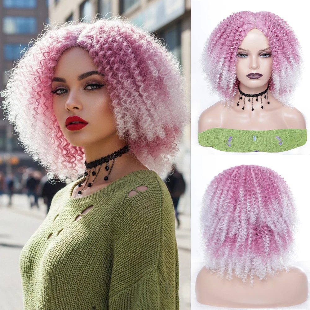 Short Soft Afro Kinky Curly Wig Pink Ombre Middle Part Synthetic Wig for Black Women Natural Looking for Daily Use Cosplay Wig
Short Soft Afro Kinky Curly Wig Pink Ombre Middle Part Synthetic Wig for Black Women Natural Looking for Daily Use Cosplay Wig