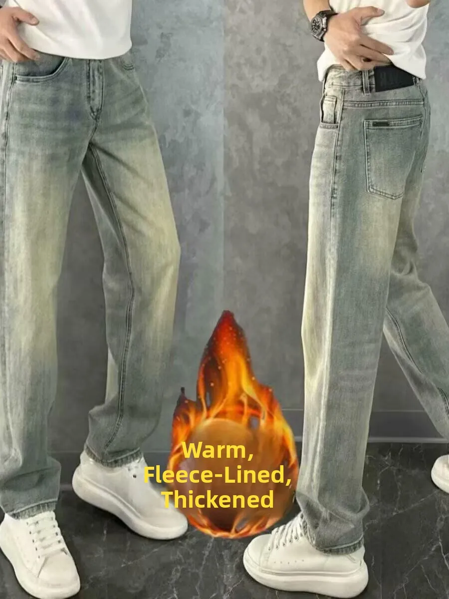 Men's Fce Lined Thi Straight Leg Jeans Yellow Clay Dyeing Faionable Slimming Long Trousers Winter Season Casual Wear
Men's Fce Lined Thi Straight Leg Jeans Yellow Clay Dyeing Faionable Slimming Long Trousers Winter Season Casual Wear