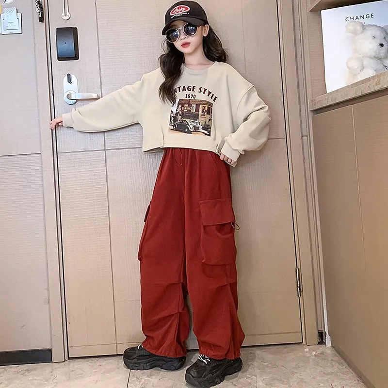 2025 autumn winter Kids tracksuit Children set Girls crop top sweatshirt T-Shirt + wide leg Cargo Pant Teenager 4 5 8 10 12 year
2025 autumn winter Kids tracksuit Children set Girls crop top sweatshirt T-Shirt + wide leg Cargo Pant Teenager 4 5 8 10 12 year