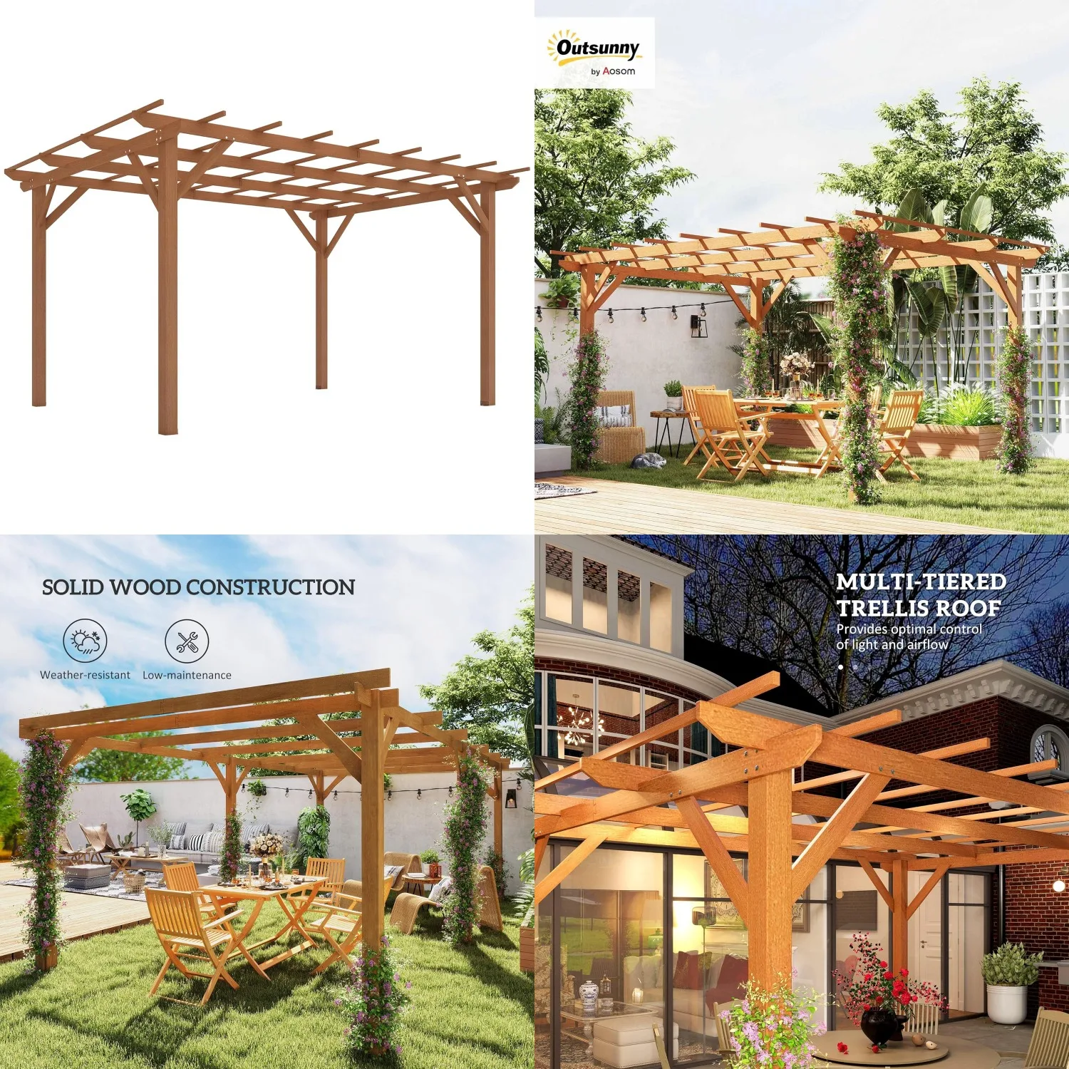 10x13 Wood Pergola Gazebo Stable Frame Concrete Anchors Climbing Plant Support Garden Patio Backyard Deck, Customized
10x13 Wood Pergola Gazebo Stable Frame Concrete Anchors Climbing Plant Support Garden Patio Backyard Deck, Customized