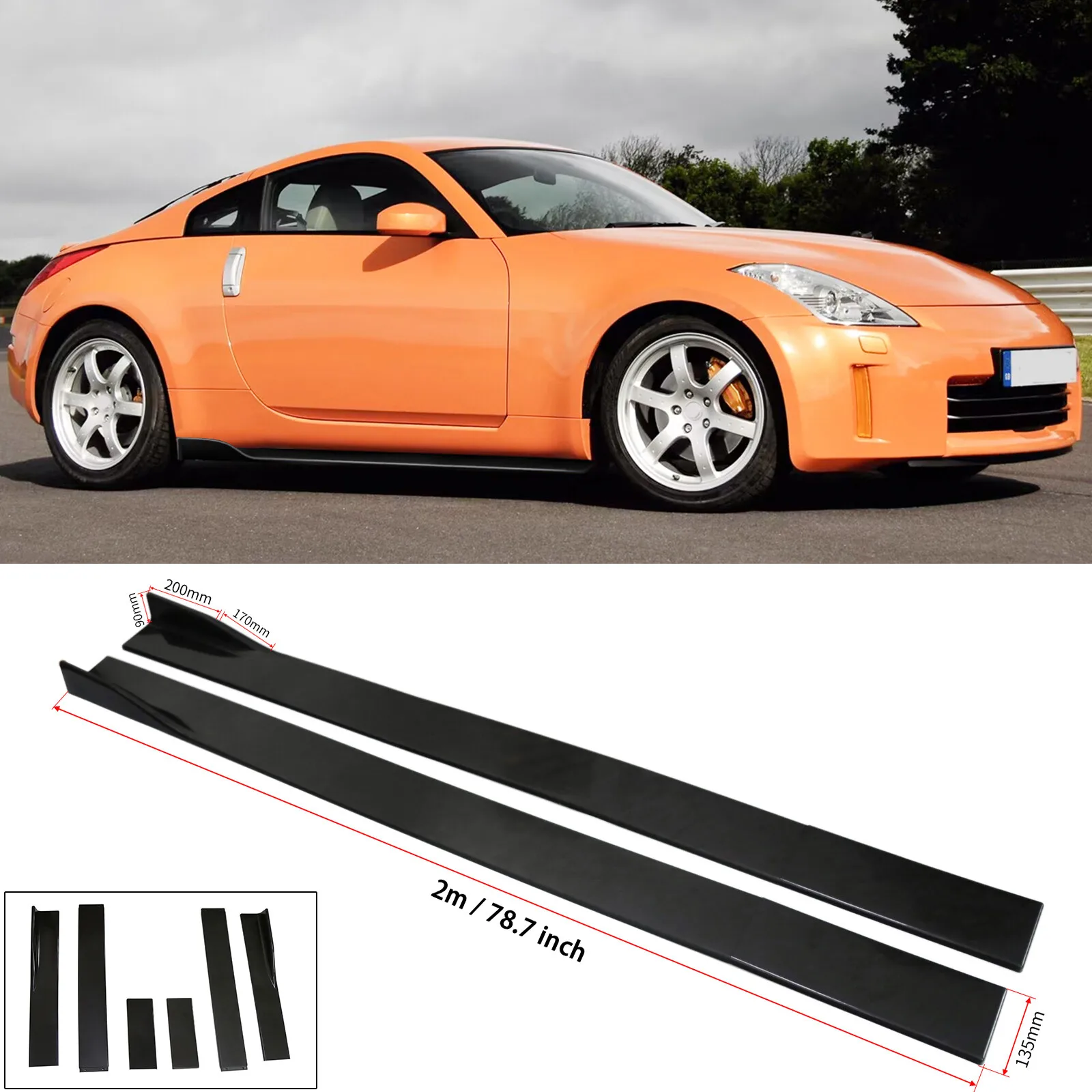 Gloss Black For Nissan 350Z 370Z 78.7"Side Skirt Extension Rocker Panel Splitter
Gloss Black For Nissan 350Z 370Z 78.7"Side Skirt Extension Rocker Panel Splitter