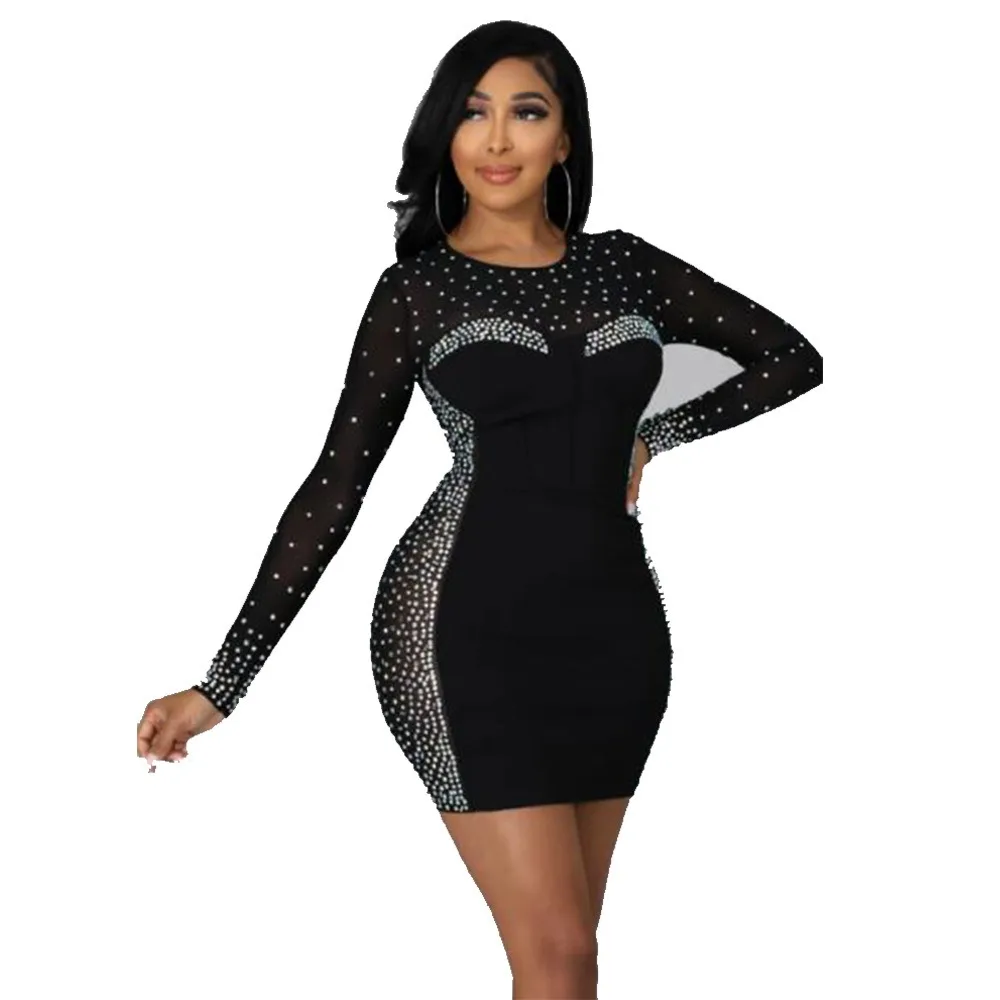 Sexy nightclub party club banquet prom Slim hot diamond see-through mesh dresses
Sexy nightclub party club banquet prom Slim hot diamond see-through mesh dresses