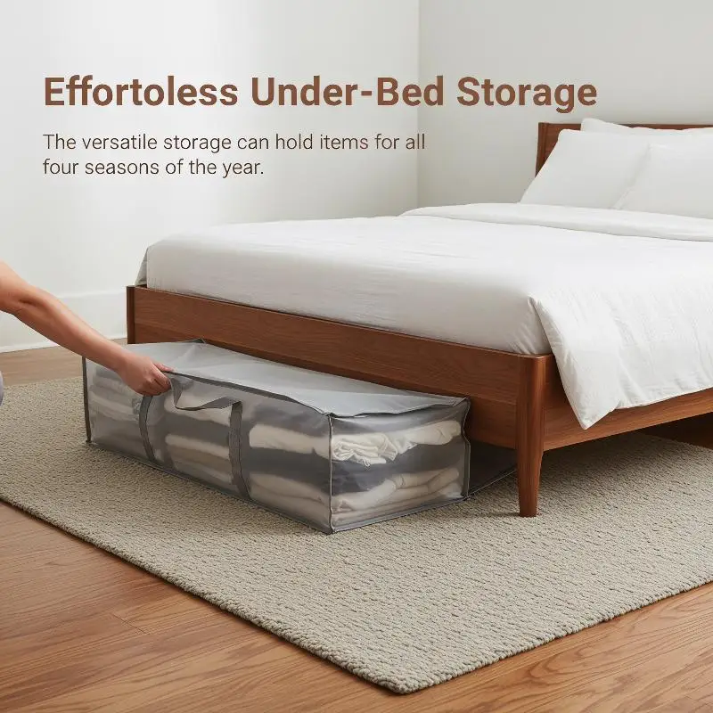 Efficient Space Management with Zippered Transparent Foldable Under Bed Storage Bags Large Capacity
Efficient Space Management with Zippered Transparent Foldable Under Bed Storage Bags Large Capacity