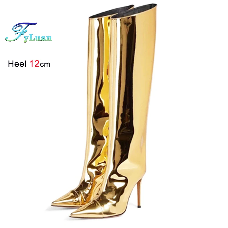 Сапоги до колена на шпильке с V-образным вырезом 12 см, зеркальные лакированные кожаные сапоги для Европы и Америки, сексуальные туфли для показа, острые сапоги для ночного клуба для женщин
Сапоги до колена на шпильке с V-образным вырезом 12 см, зеркальные лакированные кожаные сапоги для Европы и Америки, сексуальные туфли для показа, острые сапоги для ночного клуба для женщин