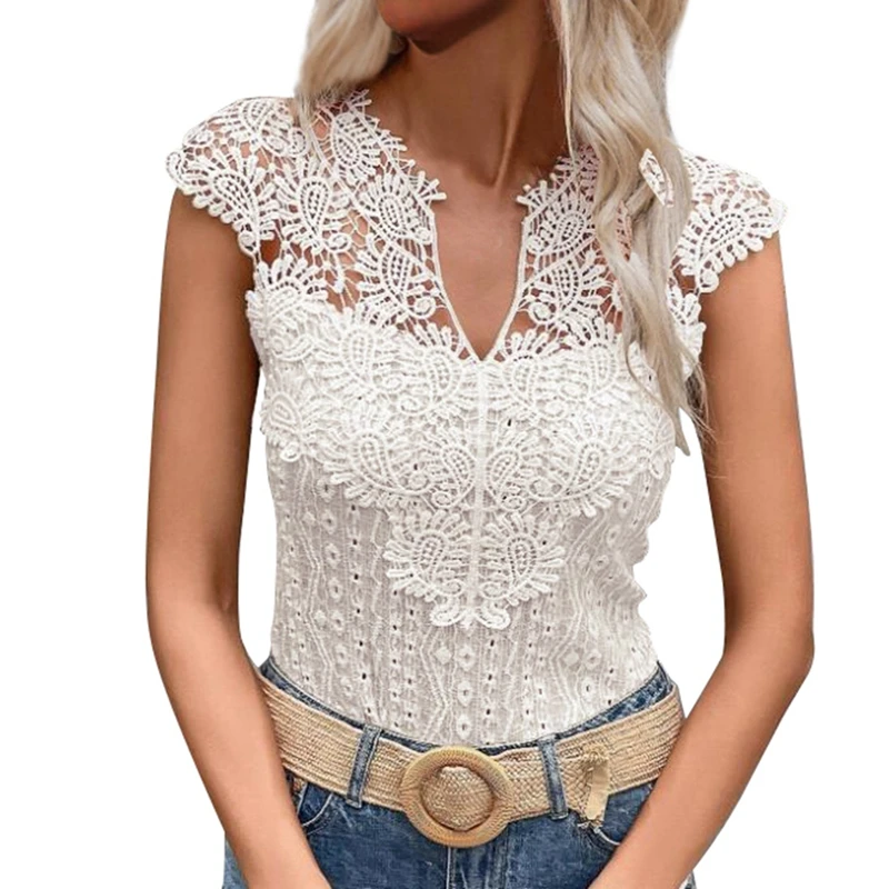 2024 Summer Women's v-neck Lace Splicing Short Sleeve T-Shirt Casual Breathable Pullover Top Women's S-2XL Size
2024 Summer Women's v-neck Lace Splicing Short Sleeve T-Shirt Casual Breathable Pullover Top Women's S-2XL Size