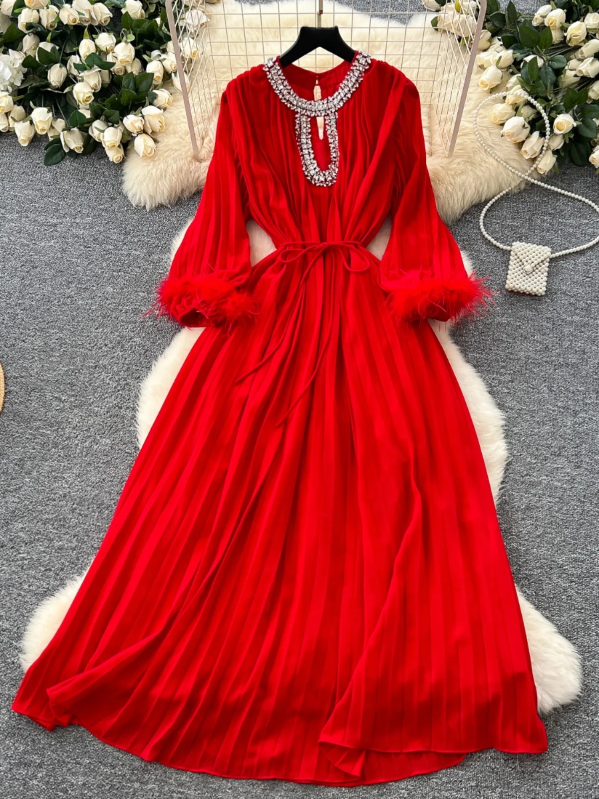 Ele Long Dr Women's Loose Belted Waist High Waist A-Line Skirt Heavy Embelliment Diamond Sve Pred Pleat
Ele Long Dr Women's Loose Belted Waist High Waist A-Line Skirt Heavy Embelliment Diamond Sve Pred Pleat