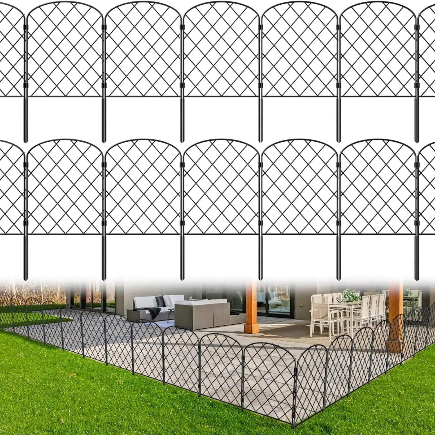 Decorative Garden Fence 25 Pack, 27ft x 24in Rustproof Metal Wire Panels for Dog Yard Patio Outside, Arched Animal Barrier
Decorative Garden Fence 25 Pack, 27ft x 24in Rustproof Metal Wire Panels for Dog Yard Patio Outside, Arched Animal Barrier