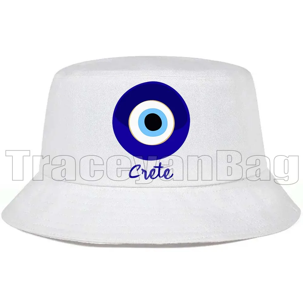 Colorful CRETE GREECE Blue Greek Evil Eye Nazar Amulet White Bucket Hats Fishermen Caps Outdoor Casual Men Women Sunscreen Hat
Colorful CRETE GREECE Blue Greek Evil Eye Nazar Amulet White Bucket Hats Fishermen Caps Outdoor Casual Men Women Sunscreen Hat