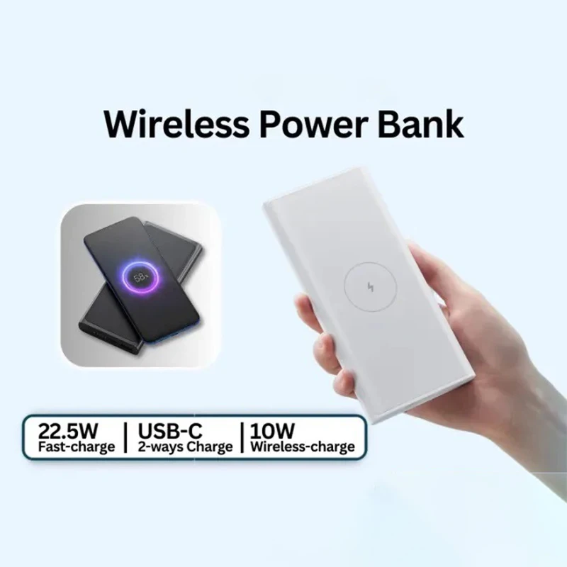 10000mAh Wireless Power Bank 22.5W Fast Charging USB 10W Wireless Charger Two-Way Fast Charging Powerbank
10000mAh Wireless Power Bank 22.5W Fast Charging USB 10W Wireless Charger Two-Way Fast Charging Powerbank