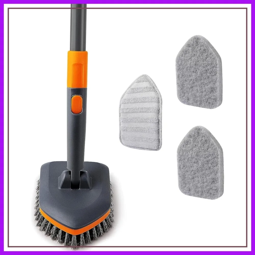 Tile Tub Scrubber Brush with 3 Function Heads, 56" Long Handle, No Scratch, for Bathroom Kitchen Shower, Grey
Tile Tub Scrubber Brush with 3 Function Heads, 56" Long Handle, No Scratch, for Bathroom Kitchen Shower, Grey