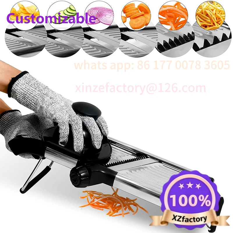 Customizable Adjustable Mandoline Slicer Stainless Steel Vegetable Slicer Chopper Cutter for Potato Tomato Onion Carrot
Customizable Adjustable Mandoline Slicer Stainless Steel Vegetable Slicer Chopper Cutter for Potato Tomato Onion Carrot