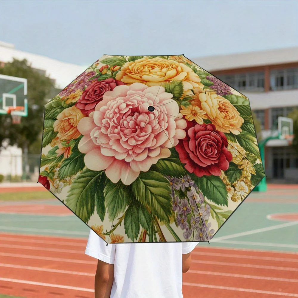 1pc Floral Garden Blossom Print Folding Umbrella - Resistant, Sturdy 8-Rib Frame, Lightweight & Compact Design for Daily Commu
1pc Floral Garden Blossom Print Folding Umbrella - Resistant, Sturdy 8-Rib Frame, Lightweight & Compact Design for Daily Commu