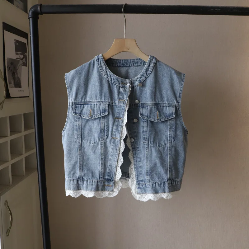 Korean Style Women's Lace Edge Vest Spring Summer Single Breasted Loose Sleeveless Casual Jacket Tops Versatile Female Outwear
Korean Style Women's Lace Edge Vest Spring Summer Single Breasted Loose Sleeveless Casual Jacket Tops Versatile Female Outwear