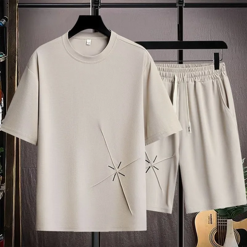 Men's Waffle Stitching Short Sleeve T Shirt Elastic Waist Shorts Summer Casual Two Piece Outfit
Men's Waffle Stitching Short Sleeve T Shirt Elastic Waist Shorts Summer Casual Two Piece Outfit