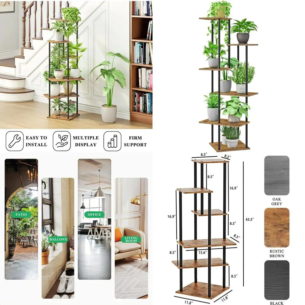Подставка для растений, 6-ярусная, металлическая с деревянными элементами, для нескольких низких горшков, высокая, для гостиной, балкона, спальни, в деревенском стиле
Подставка для растений, 6-ярусная, металлическая с деревянными элементами, для нескольких низких горшков, высокая, для гостиной, балкона, спальни, в деревенском стиле