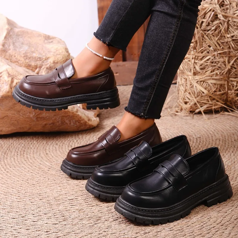 Women's Brown Leather Loafers with Chunky Sole Comfortable Shoes for Work Office Dress Casual Platform Shoes Zapatos De Mujer
Women's Brown Leather Loafers with Chunky Sole Comfortable Shoes for Work Office Dress Casual Platform Shoes Zapatos De Mujer