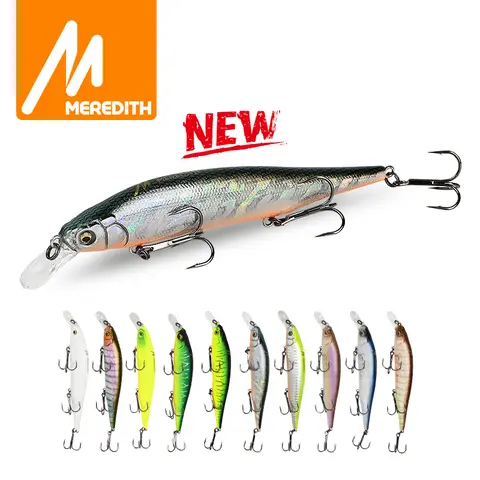 MEREDITH ITO SHINER-115SP sistema de peso de tungsteno Señuelos de pesca superiores Minnow Wobbler calidad aparejos de pesca anzuelos profundidad 1,8-2,0 m