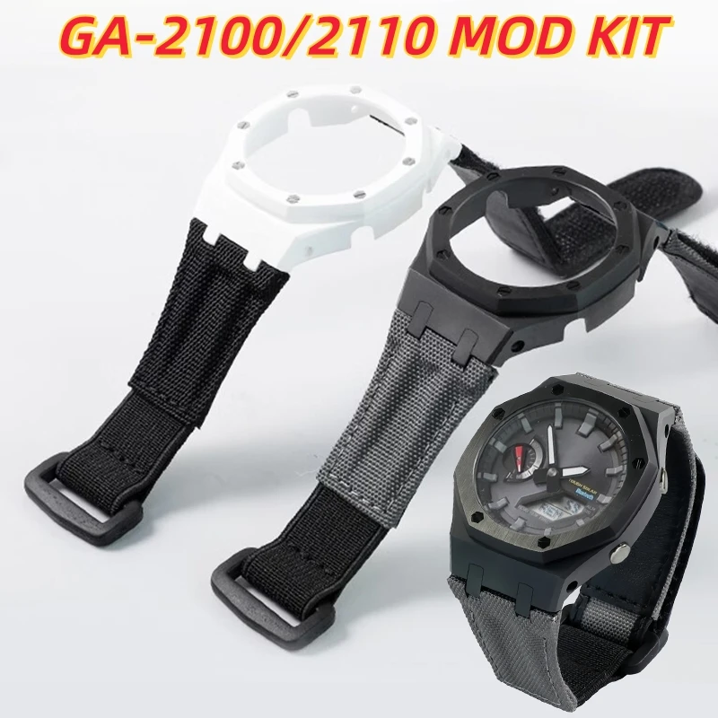 For Casio G-SHOCK GA2100 GA2110 GA-B2100 Ceramic Case + Nylon & Fluorine Rubber Strap band Watch Modification Accessory Mod Kit
For Casio G-SHOCK GA2100 GA2110 GA-B2100 Ceramic Case + Nylon & Fluorine Rubber Strap band Watch Modification Accessory Mod Kit