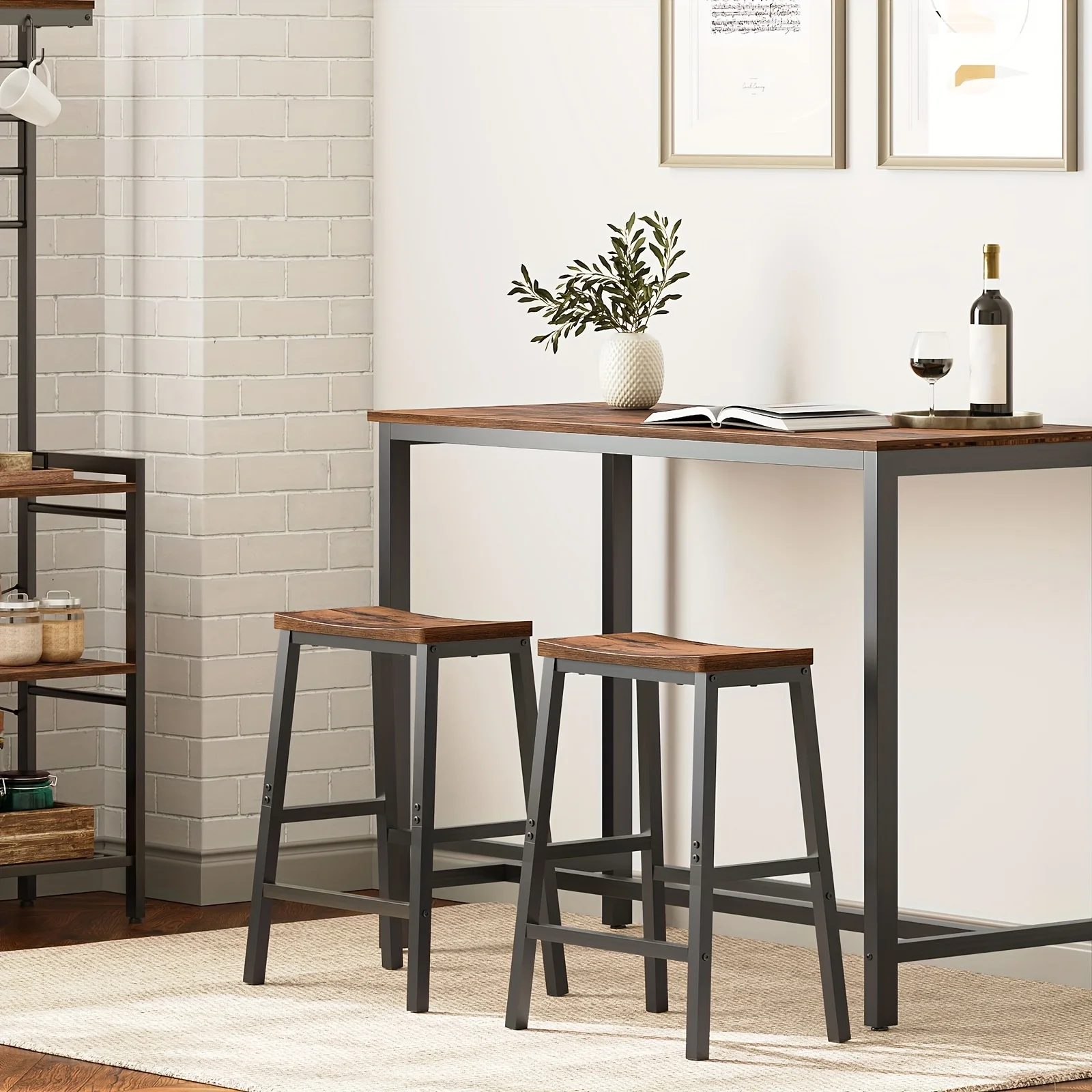 Set of 2 Bar Chairs, 23.6 Inch Saddle Stools, Kitchen Counter Stools with Footrests, Industrial Stools for Dining Room, Kitchen
Set of 2 Bar Chairs, 23.6 Inch Saddle Stools, Kitchen Counter Stools with Footrests, Industrial Stools for Dining Room, Kitchen