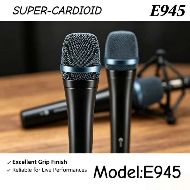 Суперкардиоидные динамические микрофоны E945, комплект из 2 шт., проводные, для живого вокала, профессиональные, для сцены, для певцов, версия 2026 года
Суперкардиоидные динамические микрофоны E945, комплект из 2 шт., проводные, для живого вокала, профессиональные, для сцены, для певцов, версия 2026 года