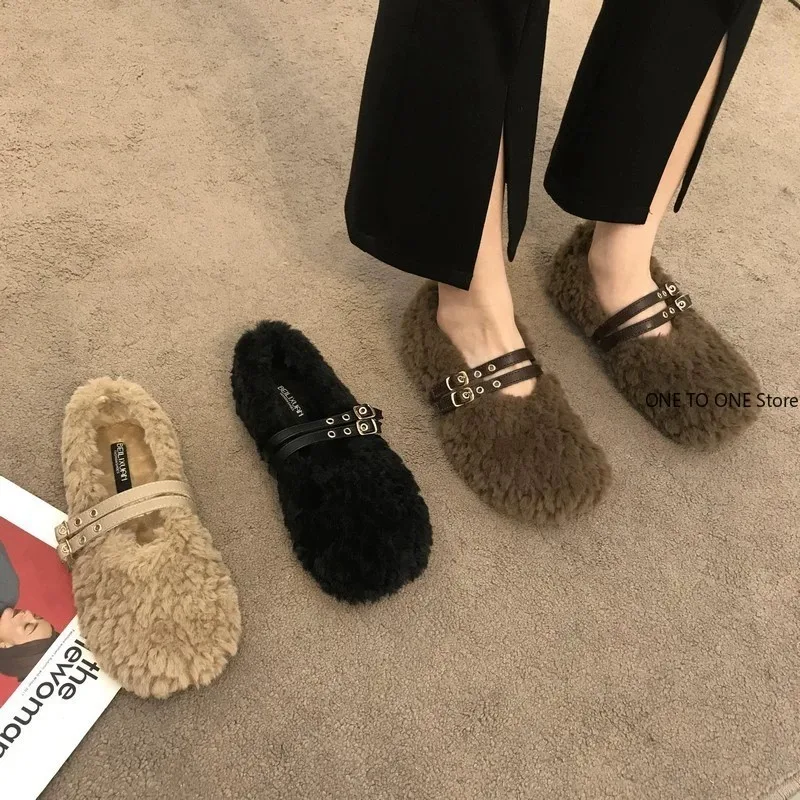 Winter Wool Fur Shoes Woman Slip on Loafer Double Rivets Belt Furry Moccasins Female Curly Fur Flats Lambwool Shoes Big Size 43
Winter Wool Fur Shoes Woman Slip on Loafer Double Rivets Belt Furry Moccasins Female Curly Fur Flats Lambwool Shoes Big Size 43
