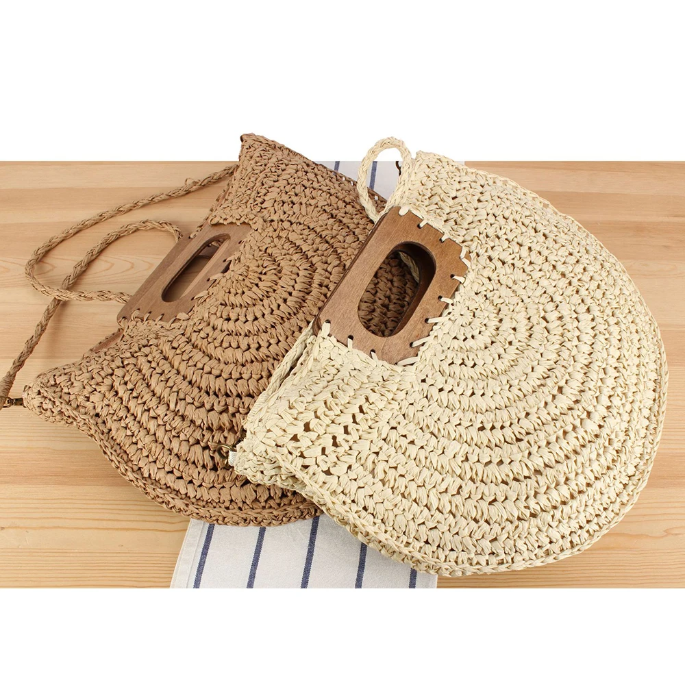 Half Moon Woven Straw Bag Wooden Handle Beach Bags for Women Handbags Paper Rope Shoulder Crossbody Bag Summer Travel Purses NEW
Half Moon Woven Straw Bag Wooden Handle Beach Bags for Women Handbags Paper Rope Shoulder Crossbody Bag Summer Travel Purses NEW