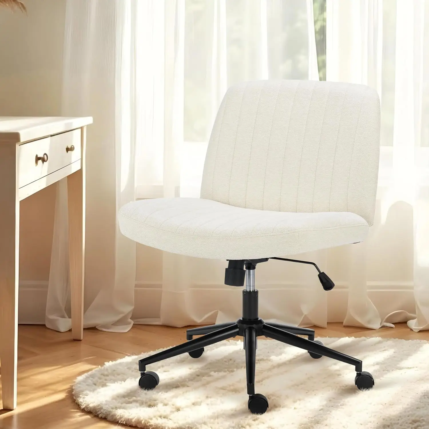 Criss Cross Chair With Wheels, Arml Legged Office Desk Chair, Comfy Swivel Rolling Vanity Chairs, Ergonomic Fabric Modern Wide
Criss Cross Chair With Wheels, Arml Legged Office Desk Chair, Comfy Swivel Rolling Vanity Chairs, Ergonomic Fabric Modern Wide