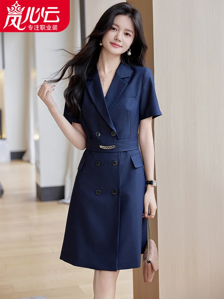Women's Dress2024Summer New Short Sleeve Thin Navy Blue High-End Professional Suit Skirt Commuting Elegant Women's Clothing
Women's Dress2024Summer New Short Sleeve Thin Navy Blue High-End Professional Suit Skirt Commuting Elegant Women's Clothing
