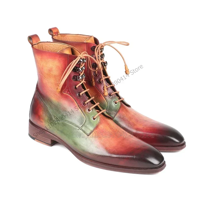 Colorful Print Mid Calf Square Toe Strappy Boots Fashion Lace up Men Shoes Luxury Handmade Party Feast Banquet Men Dress Shoes
Colorful Print Mid Calf Square Toe Strappy Boots Fashion Lace up Men Shoes Luxury Handmade Party Feast Banquet Men Dress Shoes