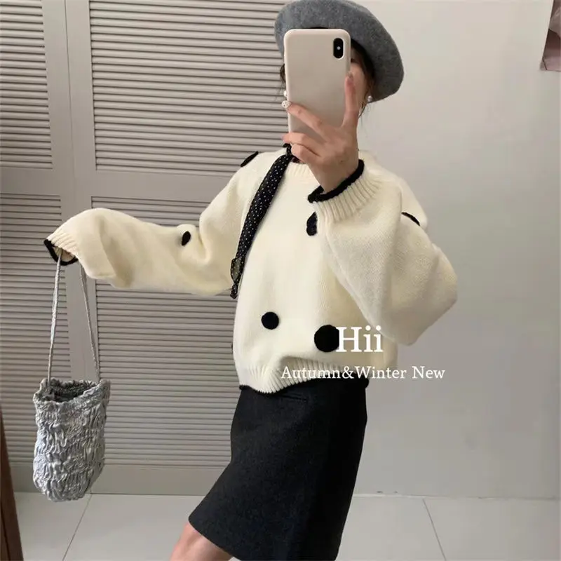 Polka Dot Pullover Sweater High-end and Fashionable Round Neck Knit Sweater Stylish and Fashionable Women's Top
Polka Dot Pullover Sweater High-end and Fashionable Round Neck Knit Sweater Stylish and Fashionable Women's Top