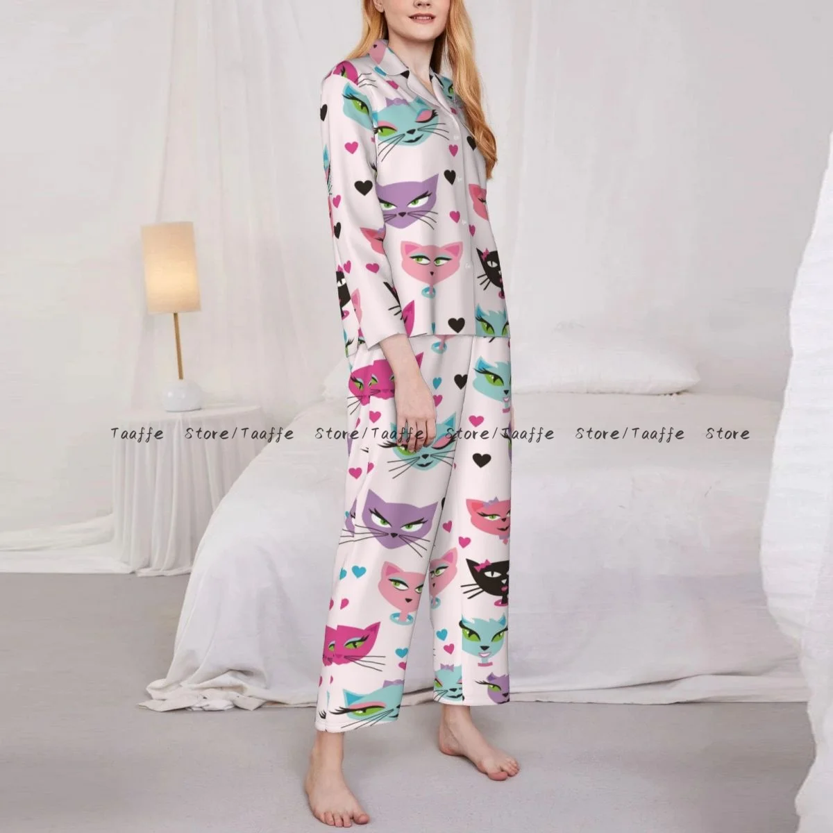 Cute Kitty Sexy Cat Womens Pajamas Loungewear Two-piece Sleepwear Button-Down Full Sleeve Long Pajamas Set
Cute Kitty Sexy Cat Womens Pajamas Loungewear Two-piece Sleepwear Button-Down Full Sleeve Long Pajamas Set