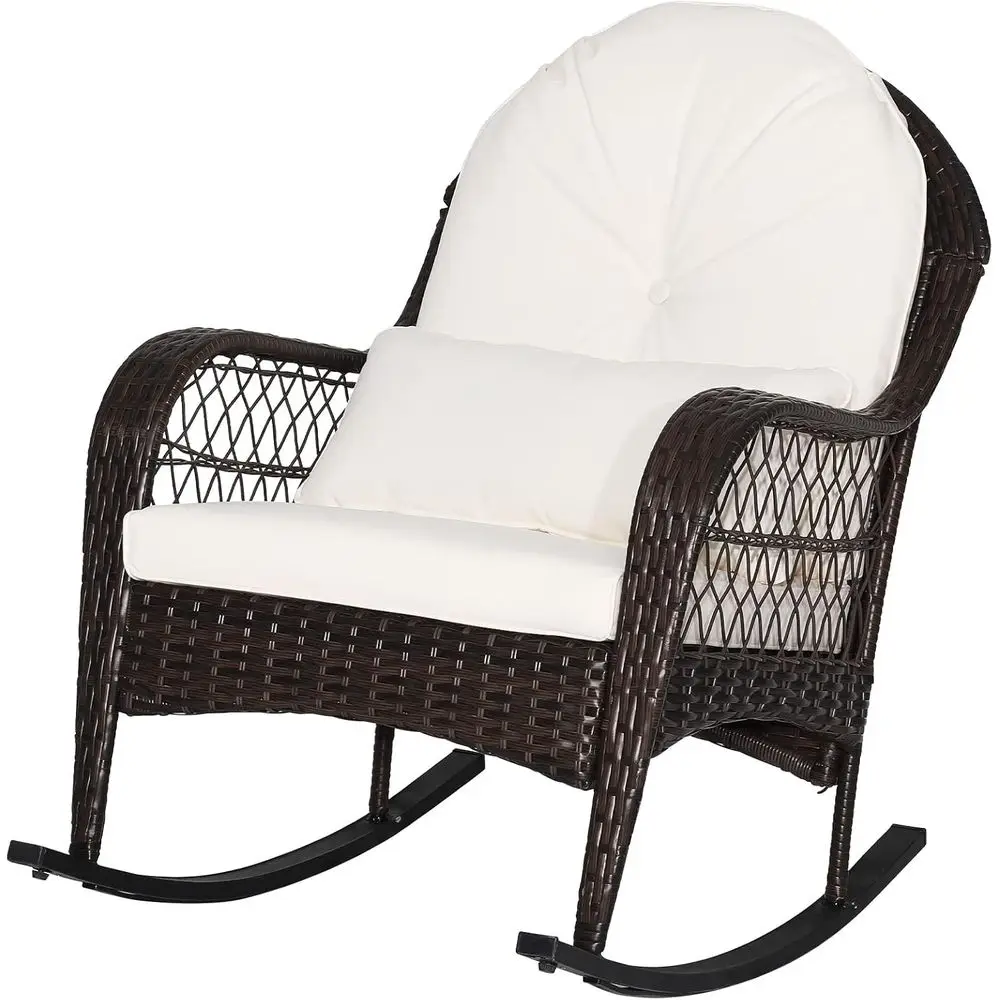 Outdoor Wicker Rocking Chair with Cushions, Rattan Seat, Back and Waist Pillows, Ideal for Garden, Porch, Poolside, Deck (White)
Outdoor Wicker Rocking Chair with Cushions, Rattan Seat, Back and Waist Pillows, Ideal for Garden, Porch, Poolside, Deck (White)