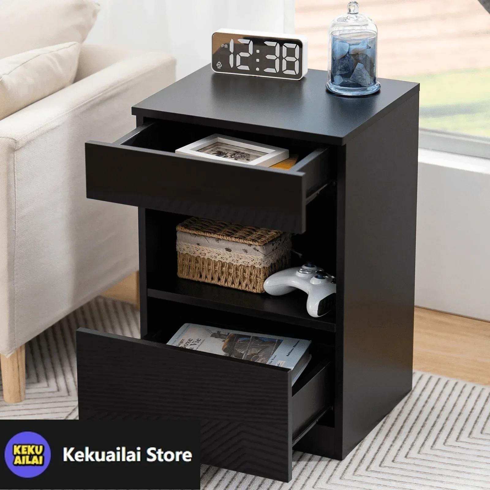 Nightstand, 2 Drawer Nightstand Open Shelf Nightstands Bedside Table Modern End Tables Living Room High Gloss Side Table
Nightstand, 2 Drawer Nightstand Open Shelf Nightstands Bedside Table Modern End Tables Living Room High Gloss Side Table