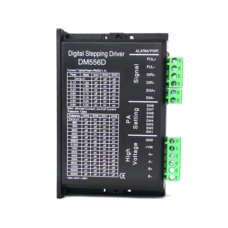 Аксессуары DM556D Драйвер шагового двигателя 5.6A 24-50V подразделение 256 DSP высокопроизводительный цифровой CNC для 17 23 34 шагового двигателя
Аксессуары DM556D Драйвер шагового двигателя 5.6A 24-50V подразделение 256 DSP высокопроизводительный цифровой CNC для 17 23 34 шагового двигателя