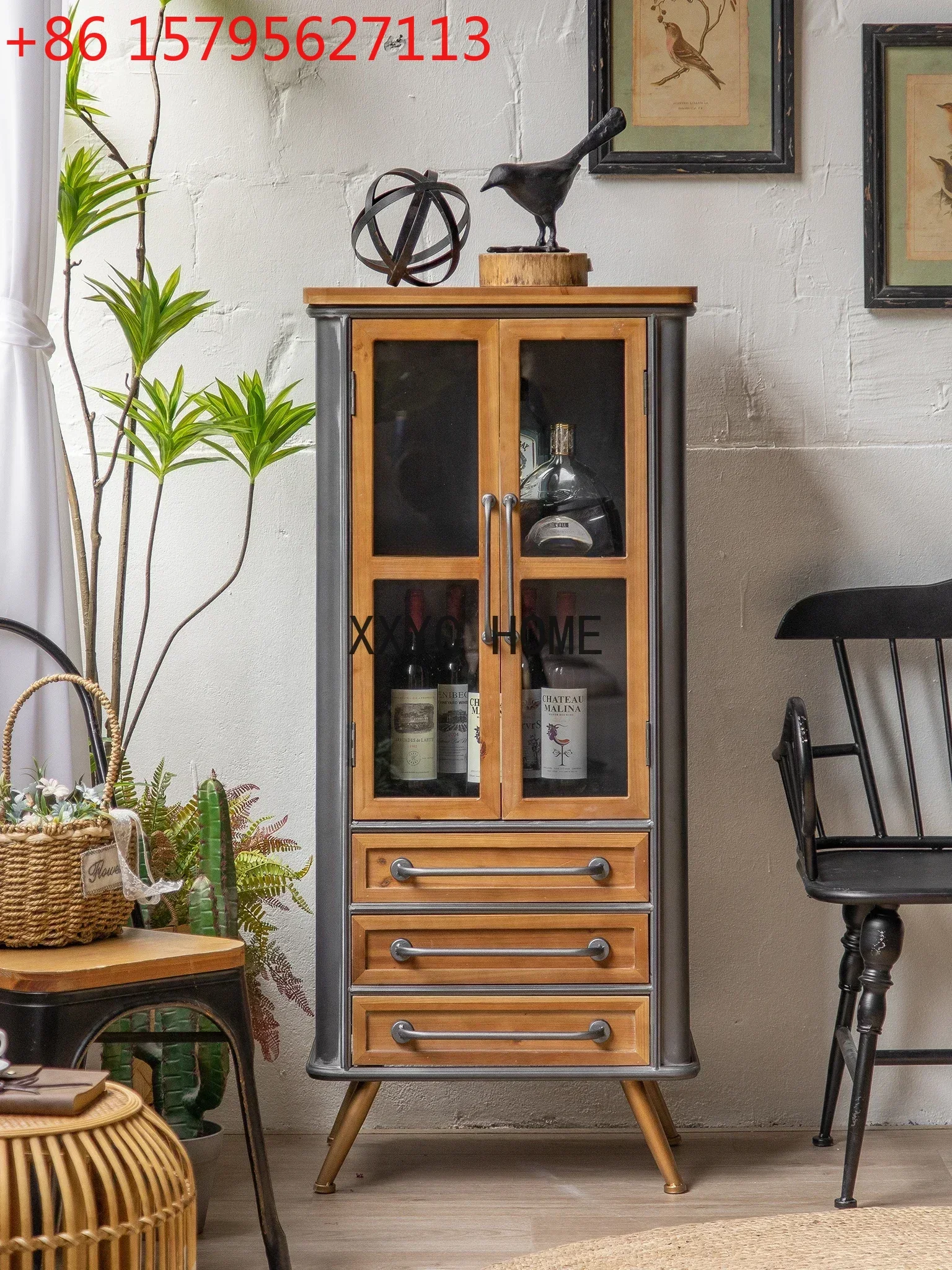 American Retro Iron Art Sideboard Solid Wood Clothes Closet Industrial Style Wine Coffee Shop High Living Room Curio Cabinet
American Retro Iron Art Sideboard Solid Wood Clothes Closet Industrial Style Wine Coffee Shop High Living Room Curio Cabinet