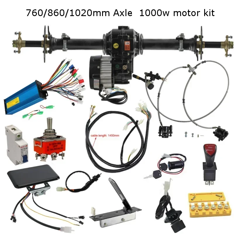 Комплект заднего дифференциального моста 30/34/40 дюймов, 48В 1000Вт, с бесщеточным двигателем, контроллером скорости и проводкой для картинга, гольф-кара, квадроцикла
Комплект заднего дифференциального моста 30/34/40 дюймов, 48В 1000Вт, с бесщеточным двигателем, контроллером скорости и проводкой для картинга, гольф-кара, квадроцикла