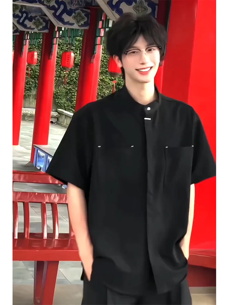 New Chinese Style Ice Silk Short Sleeve Shirt Men's Summer Wedding Engagement Clothing Dark Button Workwear Half Sleeve Shirt
New Chinese Style Ice Silk Short Sleeve Shirt Men's Summer Wedding Engagement Clothing Dark Button Workwear Half Sleeve Shirt