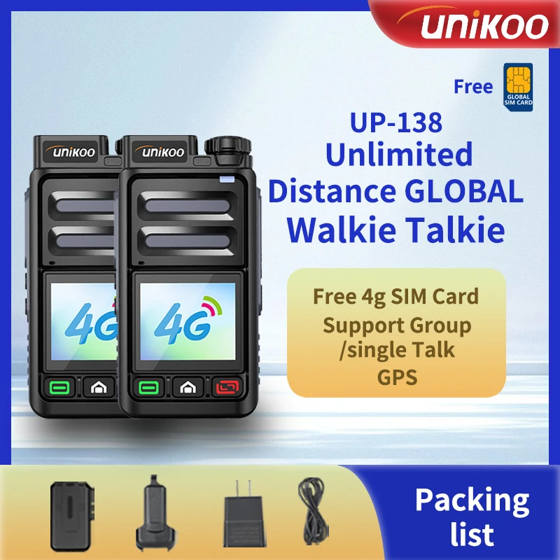 Unikoo UP138 4G Global Network Radio Walkie Talkie 3000mAh Battery Long Range POC Radio Station with Sim Card for free
Unikoo UP138 4G Global Network Radio Walkie Talkie 3000mAh Battery Long Range POC Radio Station with Sim Card for free