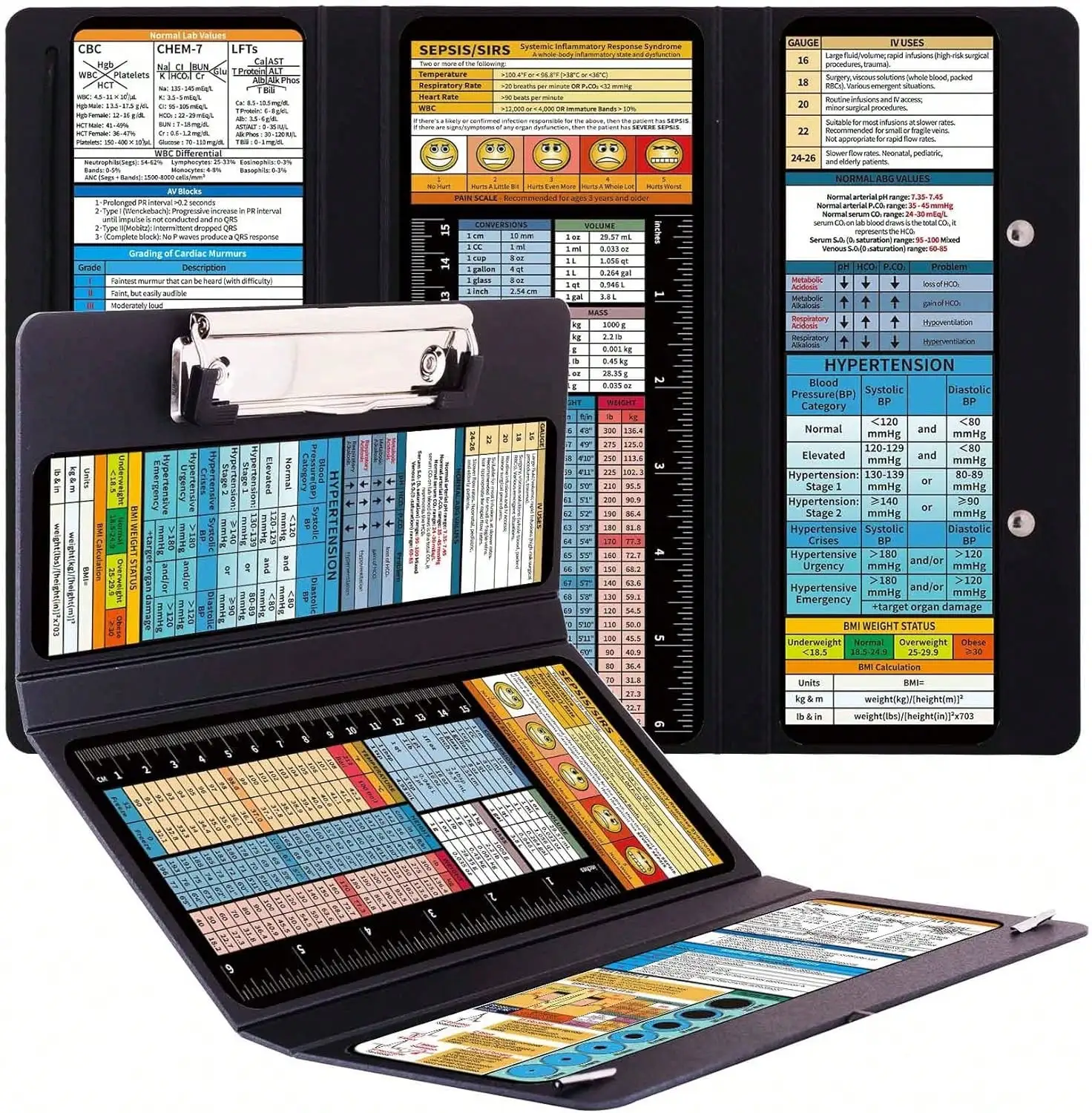 BEKAclub 2Pack Foldable Nurse Clipboard - Black Plastic Medical Clipboard With Pocket Size &Amp; 6 Medical Cheat Sheets
BEKAclub 2Pack Foldable Nurse Clipboard - Black Plastic Medical Clipboard With Pocket Size &Amp; 6 Medical Cheat Sheets