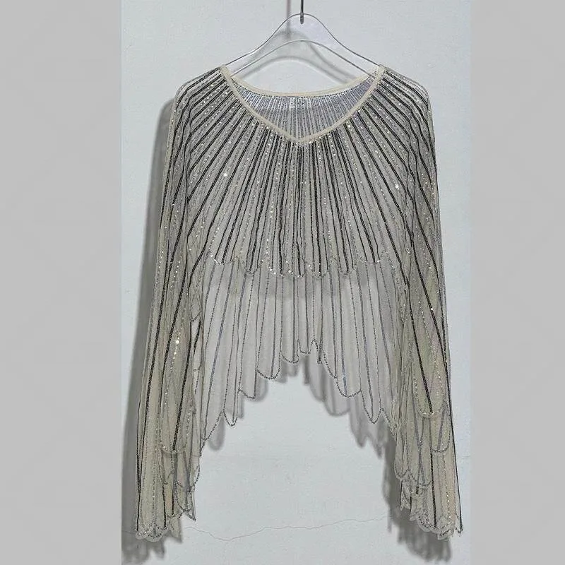 Beaded Wing Cape Top Sequin Crystal Draping Shawl Women's Luxe Wearable Statement Piece
Beaded Wing Cape Top Sequin Crystal Draping Shawl Women's Luxe Wearable Statement Piece