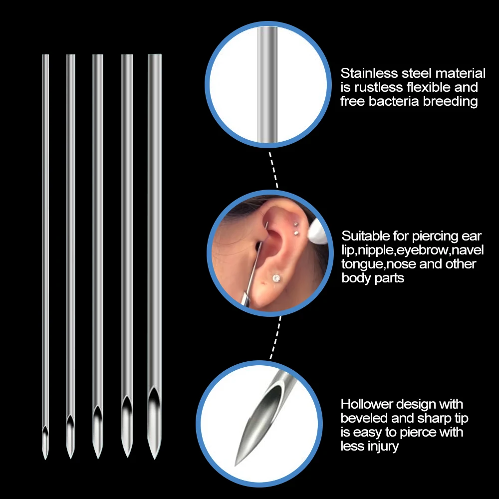 100/50/5PCS Disposable Piercing Needles Sterilized Body Surgical Steel Piercing Needles For Ear Nose Navel Nipple Piercing Tools
100/50/5PCS Disposable Piercing Needles Sterilized Body Surgical Steel Piercing Needles For Ear Nose Navel Nipple Piercing Tools