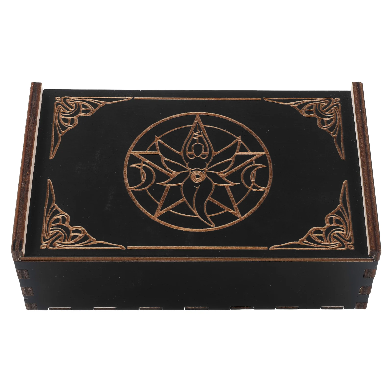Wooden Storage Box for Tarot Cards Large Capacity Black Sliding Lid Game Organizer Vintage Keepsake Jewelry Holder
Wooden Storage Box for Tarot Cards Large Capacity Black Sliding Lid Game Organizer Vintage Keepsake Jewelry Holder