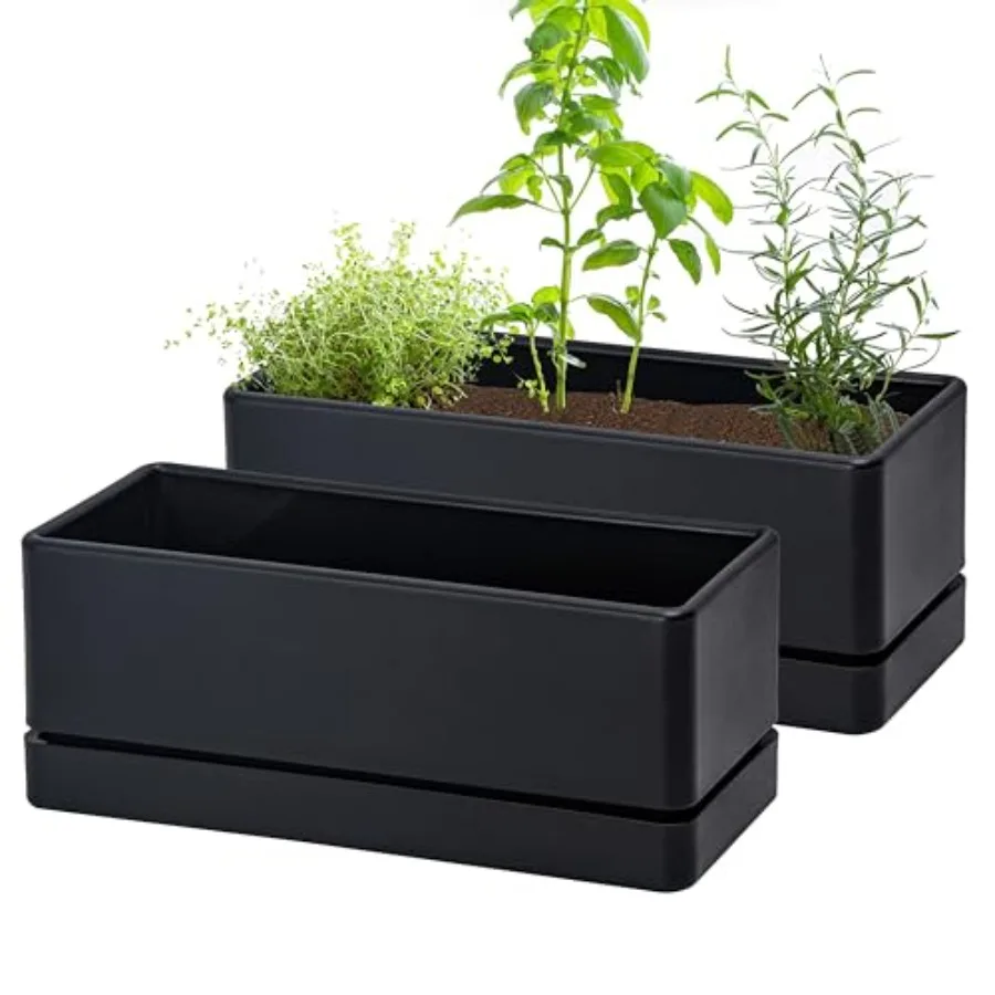 Inch Window Box Planter, Rectangle Plastic Herb Planter with Drainage Holes and Saucer, Indoor Succulent Cactus Vegetable Pot f
Inch Window Box Planter, Rectangle Plastic Herb Planter with Drainage Holes and Saucer, Indoor Succulent Cactus Vegetable Pot f